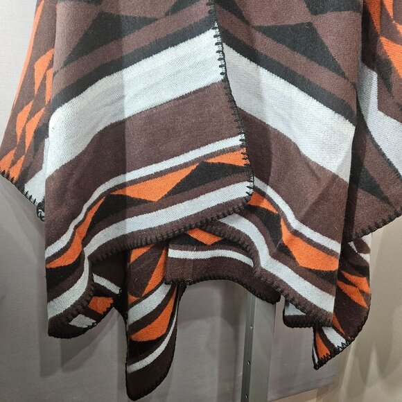Old Navy Shawl Poncho Open Sweater Cashmere Blend Knit Western Striped Geometric - Picture 4 of 10